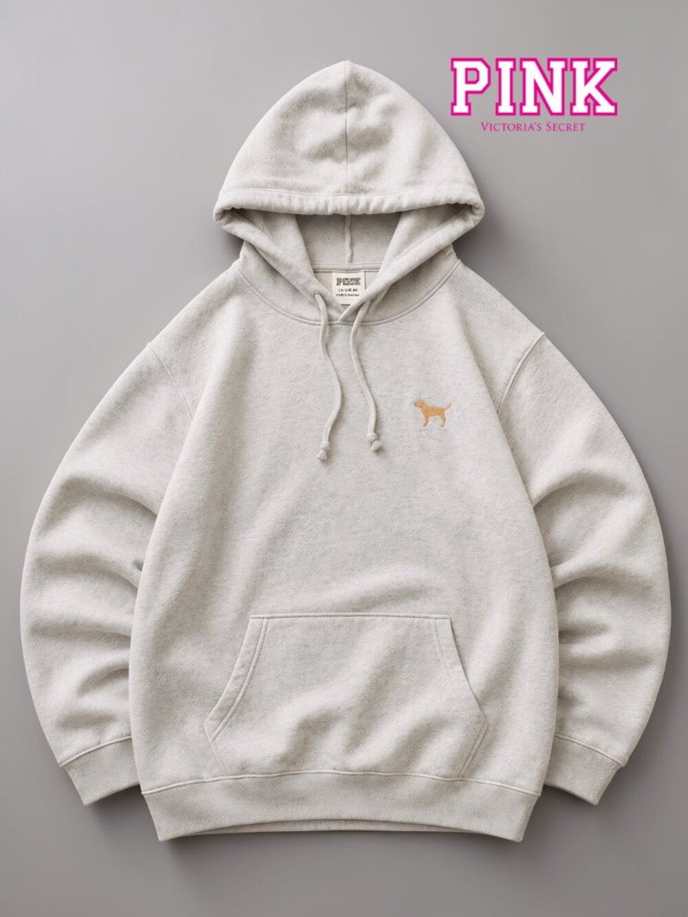 Victoria's Secret PINK Bling Glitter Campus Hoodie Gray Rose Gold Dog Logo Sz L
